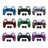 Capa Protetora Silicone Camuflada Para Controle Ps5 + Grips