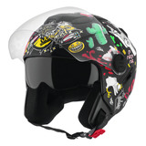 Capacete Aberto Viseira Solar Pro Tork New Atomic Universe Cor Preto Desenho Solid Tamanho Do Capacete 56