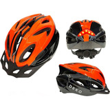 Capacete Com Sinalizador De Led Ciclismo Bike Preto/vermelho Cor Laranja Tamanho Ajustavel, 52 - 60cm