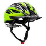 Capacete Com Sinalizador De Led Ciclismo Bike Preto/vermelho Cor Verde Tamanho Ajustavel, 52 - 60cm