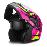 Capacete Escamoteável Captiva Stronger Faster Fosco Etceter Cor Rosa-amarelo Tamanho Do Capacete 62
