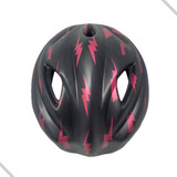 Capacete Infantil Bike Mtb Patins Skate Criança C/ Regulagem Cor Preto Raio Rosa Tamanho 50cm A 56cm Ptk Junior Kids M 