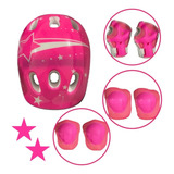 Capacete + Kit Proteção Infantil Rad7 Pink Bike Skate Patins