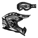 Capacete Motocross Etceter Fast + Óculos De Trilha 788
