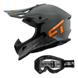 Capacete Motocross Pro Tork Fast 788 Gray Fosco + Óculos