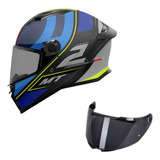Capacete Mt Stinger2 Poun B6 Azul + Viseira Extra Imediato
