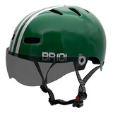Capacete Skate Bike Profissional Premium Verde Cor Verde Viseira Fume Tamanho Pp - Veste 53/54