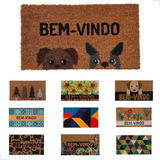 Capacho Tapete Para Porta Fibra De Coco Luxo Reforçado 60x33 Desenho Do Tecido Cachorros