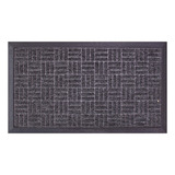 Capacho Textura Quadriculada Com Borda Fenice Cinza Escuro 69x39cm - Uzoo
