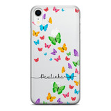 Capinha De Celular Com Borboletas Voando E Nome