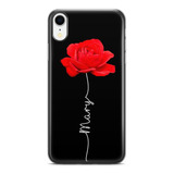 Capinha De Celular Flor Rosa Vermelha E Nome No Cabo Nomes