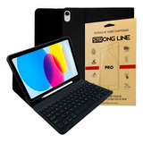 Capinha Para iPad 10 2022 Com Teclado Antiqueda + Pelicula