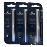 Carga Refil Caneta Crown Roller Azul 22007a 3 Unidades