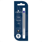 Carga Refil Parker Ca14007 Caneta Crown Azul | Preto 5 Uni.