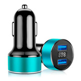 Carregador Celular Carro Adaptador Universal Dual Usb Azul