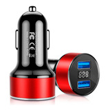 Carregador Celular Carro Adaptador Universal Duousb Vermelho