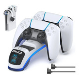 Carregador Dock Station Para 2 Controles Ps5 Suporte De Fone