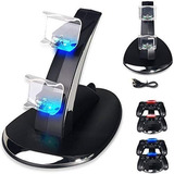 Carregador Duplo Para Controle Ps4 Leds Azul