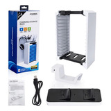 Carregador Duplo Ps5 Cabo Usb Dock Com Suporte Para Fone