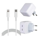 Carregador Fonte +cabo Usb C 50w Para iPhone Turbo 2 Portas