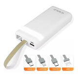 Carregador Portátil Power Bank 20.000 Para iPhone E Android Cor Branco