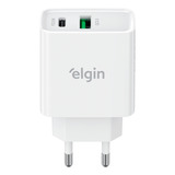 Carregador Turbo 20w Pd Tipo C/usb Ultra Rápido Elgin Cor Branco Qc 3.0