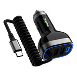 Carregador Veicular Imenso 70w Quickcharge 2x Usb-a 1x Usb-c Cor Preto