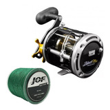 Carretilha Pesca Perfil Alto Black Max 30 + Linha Multi 300m