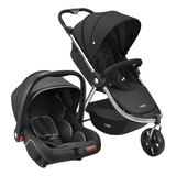 Carrinho 3 Rodas Preto Litet C/ Bebê Conforto (0-15kg) Sway
