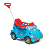 Carrinho Andador De Passeio Pedal Infantil Fusca Para Criança Menino E Menina Com Empurrador E Haste De Proteção