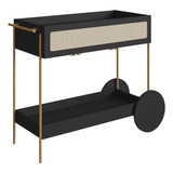 Carrinho Bar Porta Taças 110 Cm Pes Metal Oslo 28964 Nero Artesano