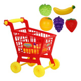 Carrinho Compras Supermercado Infantil + 07 Frutinhas Legume