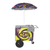 Carrinho De Açaí Com Guarda-sol Inox Com Adesivo - R2