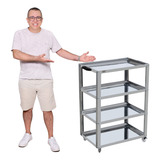Carrinho De Apoio Multiuso Inox 60x40cm Auxilio Organizador