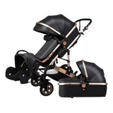 Carrinho De Bebe Europeu 3 Em 1 Moises Berço + Bebe Conforto Cor Preto