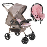 Carrinho De Bebê Galzerano Milano 1016 Panda + Bebê Conforto Cor Cappuccino/rosa