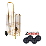 Carrinho De Compras Dobrável De Feira Reforçado Cor Dourado-escuro