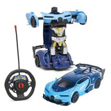 Carrinho De Controle Remoto Robô Changebot Azul Polibrinq