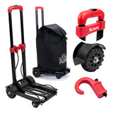 Carrinho De Mão Para Carga Dobrável Plataforma Até 40kg Cor Preto E Vermelho 982059 Mtx