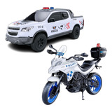 Carrinho E Moto De Policia Infantil Kit Presente Menino