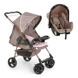 Carrinho Milano Capuccino Rosa Com Bebê Conforto - Galzerano Cor Cappuccino/rosa Cor Do Chassi Cobre