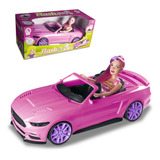 Carrinho Rosa Conversível C Boneca Brinquedo Infantil Carro