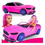 Carrinho Rosa Para Menina + Boneca Tipo Barbie P/ Presente