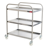Carrinho Serviço Multiuso Inox 3 Prateleiras C/ Rodas Imeca