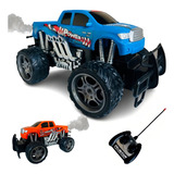 Carro Controle Remoto Caminhonete 4x4 Off-road Solta Fumaça Cor Laranja