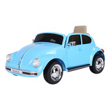 Carro Elétrico Infantil Fusca Beetle Controle Remoto E Som Cor Azul
