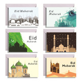 Cartão Comemorativo Do Castelo Eid Mubarak Com Envelopes, Co
