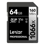 Cartão De Memória Lexar Sd Xc 64gb Professional 1066x Uhs-i