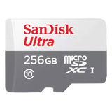 Cartão De Memória Microsd 256gb Sandisk Ultra Classe 10 Velocidade Até 100mb/s Sdsqunr-256g-gn6ta Com Adaptador Sd Microsdhc Uhs-i