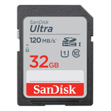 Cartão De Memória Sd Sandisk 32gb Ultra 120mbs Classe C10